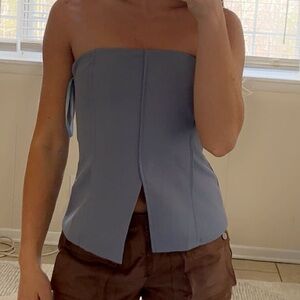 Elegant Strapless Blue Dress